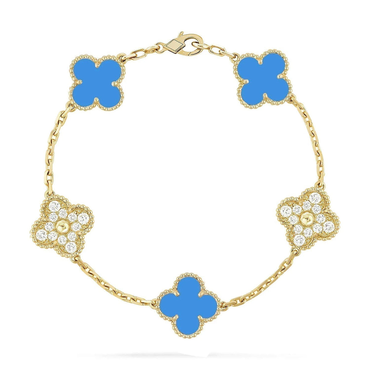 [⭐Novea] CLOVER 5 MOTIF BLUE AGATE BRACELET COLLECTION