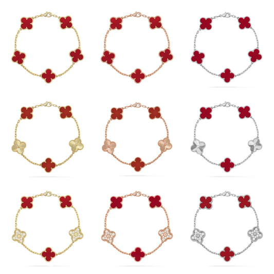 [⭐Novea] CLOVER 5 MOTIF RED CORNELIAN BRACELET COLLECTION