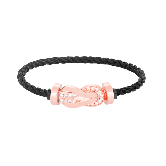 [⭐Novea]CHANCE LARGE 8 FIGURE BUCKLE HALF DIAMOND BRACELET ROSE GOLD