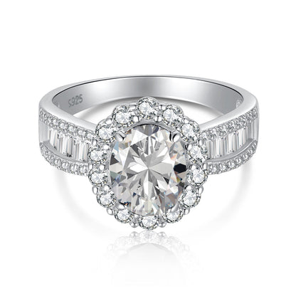 [Lucky Jewelry]1.5 Carat Dazzling Charming Oval Cut Banquet Ring