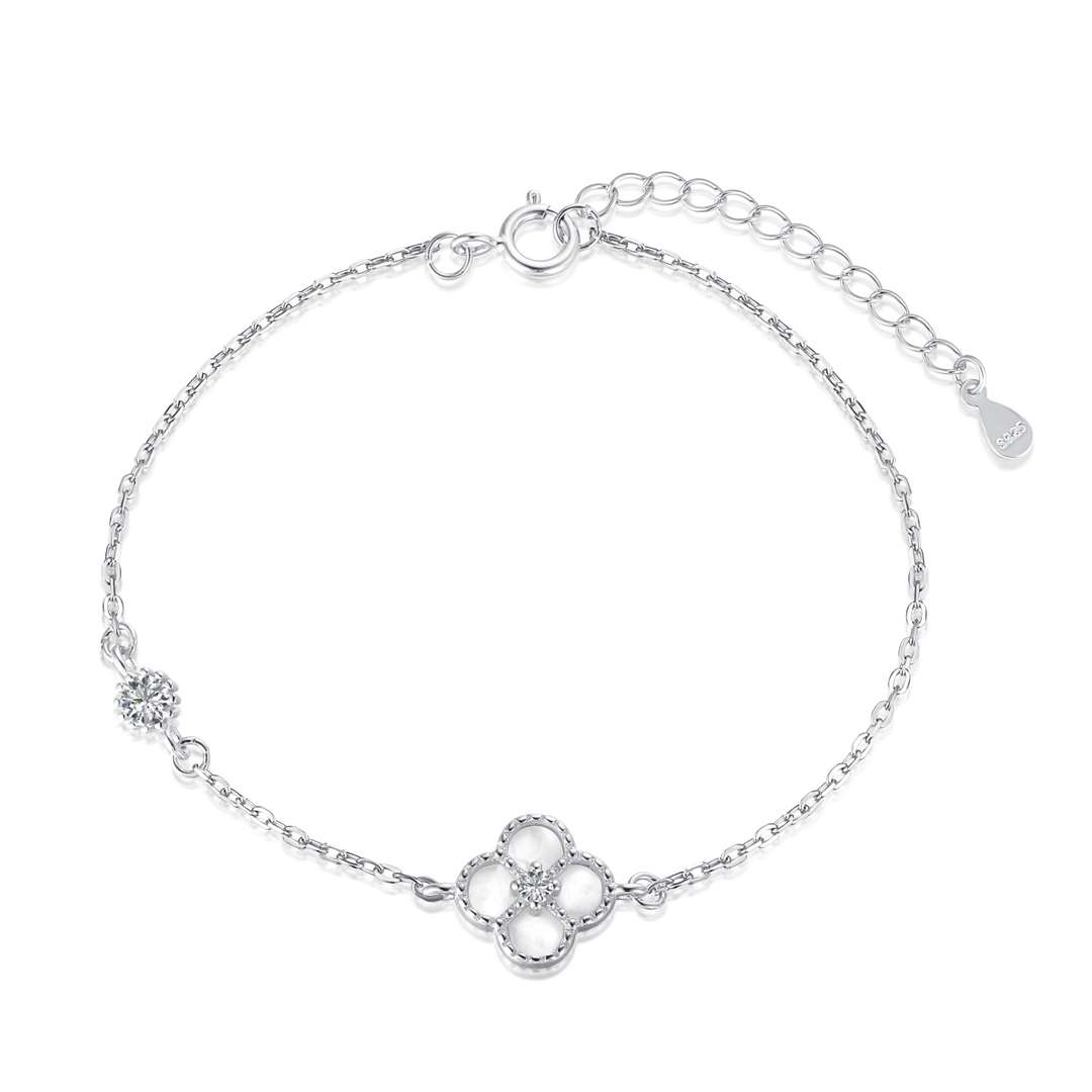 [Lucky Jewelry]Delicate Four Leaf Clover Bracelet