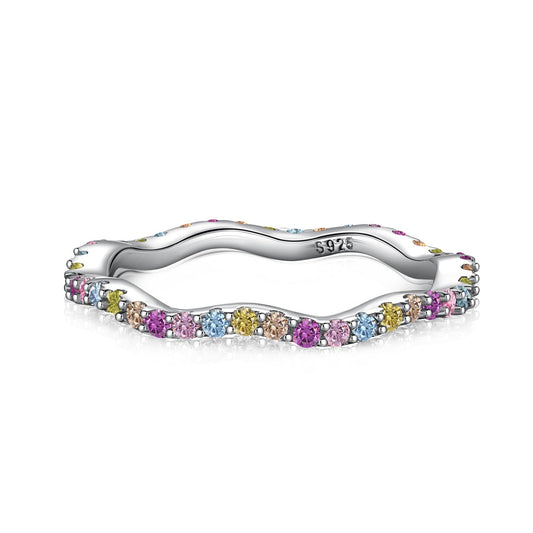 [Lucky Jewelry]Dainty Colorful Round Cut Party Ring
