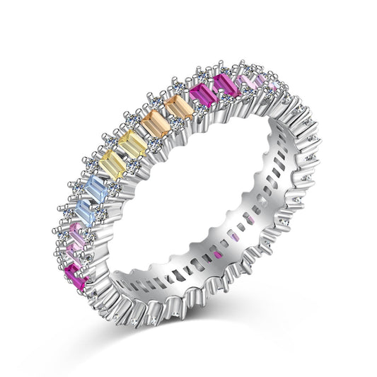 [Lucky Jewelry]Splashy Ornate Emerald Cut Cocktail Ring
