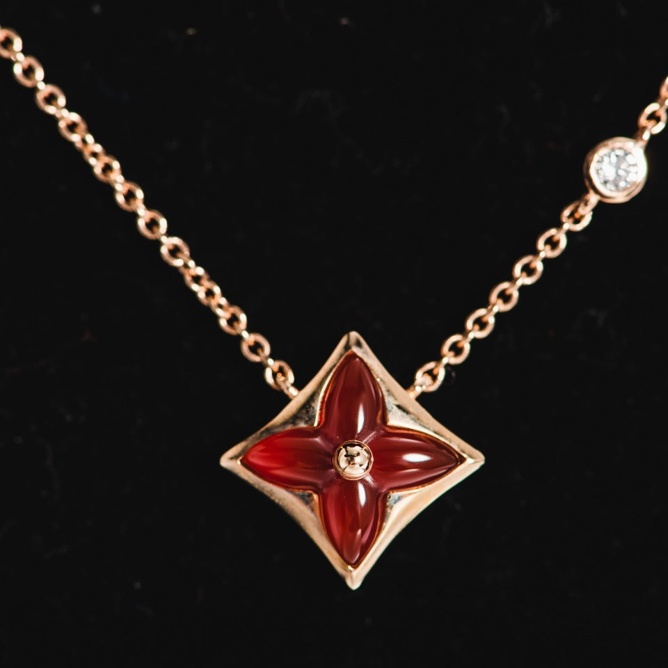 [⭐Novea]STAR NECKLACE PINK GOLD 1 DIAMOND