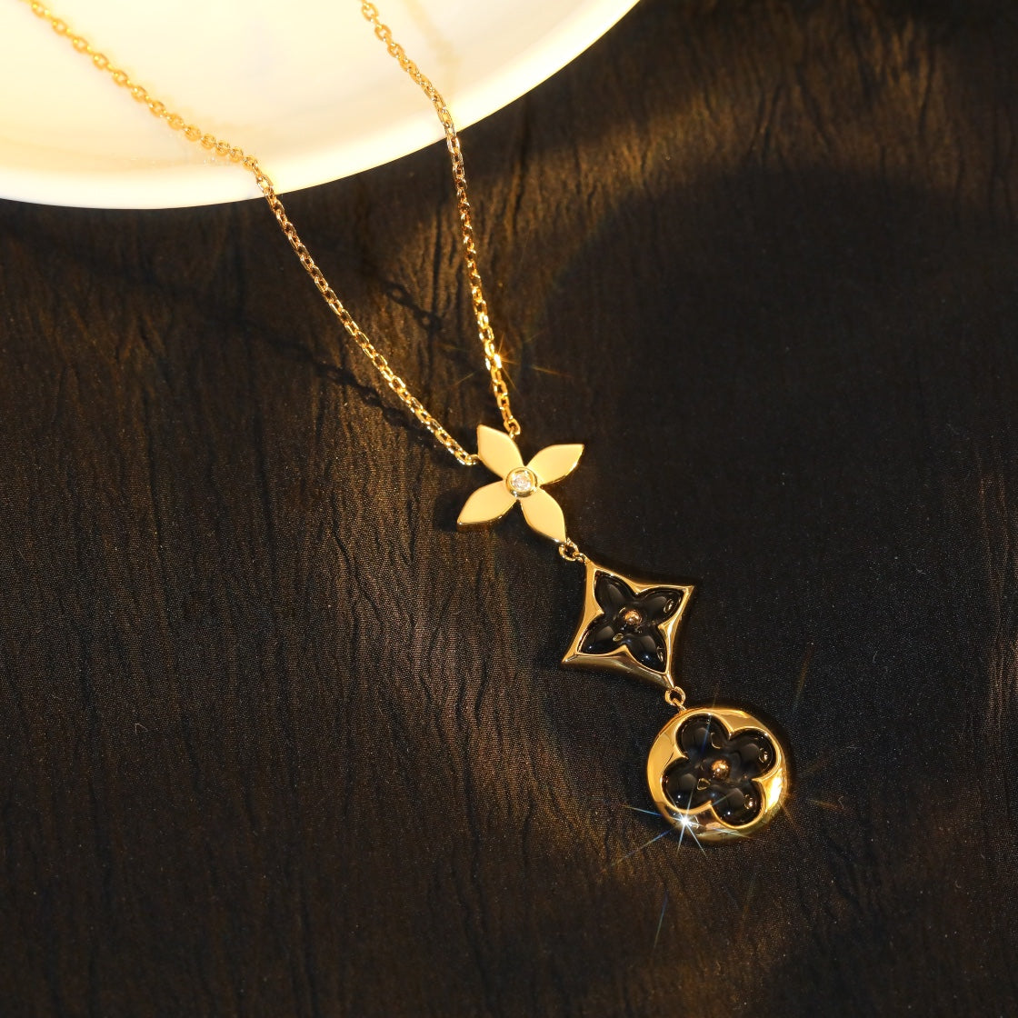 [⭐Novea]STAR AND SUN ONYX PINK GOLD NECKLACE