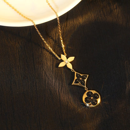 [⭐Novea]STAR AND SUN ONYX PINK GOLD NECKLACE