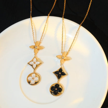 [⭐Novea]STAR AND SUN ONYX PINK GOLD NECKLACE