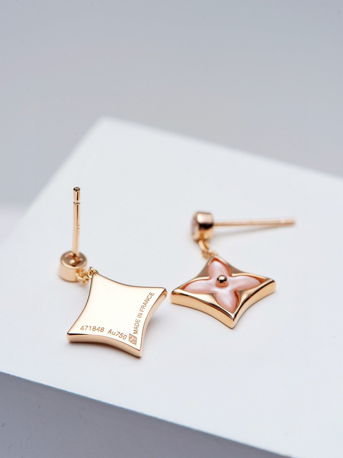 [⭐Novea]DOUBLE STAR PINK GOLD MOP DROP EARRINGS