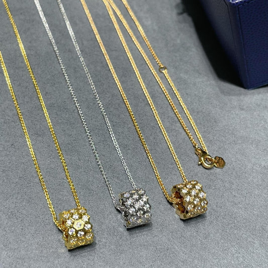 [⭐Novea]BEE LOVE DIAMOND PAVED 3 ROW NECKLACE