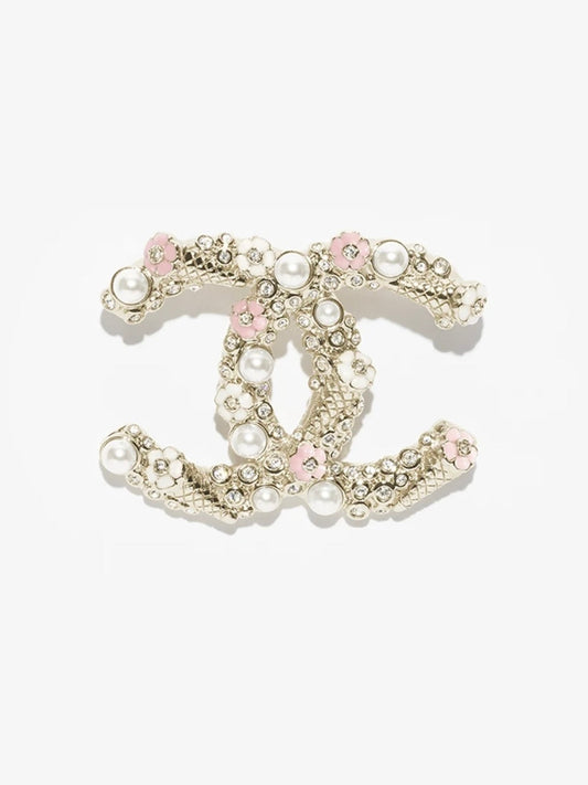 [⭐Novea]26C Pink-White Enamel Ice Cream Cone Double C Brooch