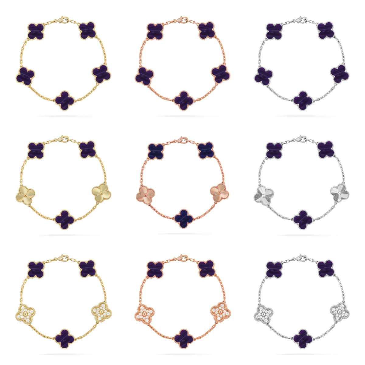[⭐Novea]CLOVER 5 MOTIF PURPLE STRIPES BRACELET COLLECTION