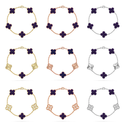 [⭐Novea]CLOVER 5 MOTIF PURPLE STRIPES BRACELET COLLECTION