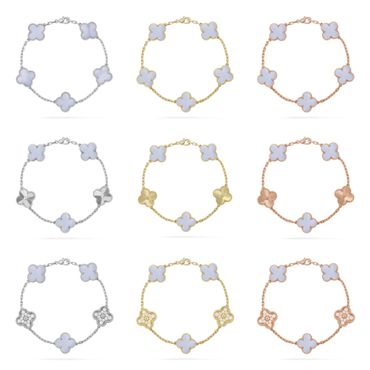 [⭐Novea] CLOVER 5 MOTIF PURPLE CHALCEDONY BRACELET COLLECTION
