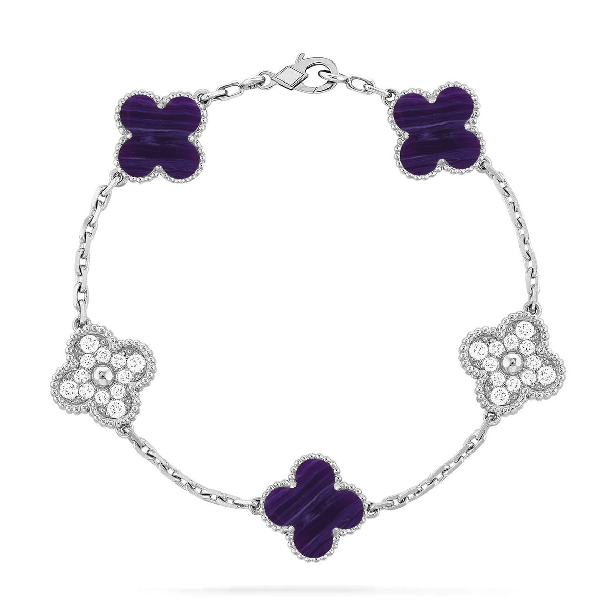 [⭐Novea]CLOVER 5 MOTIF PURPLE STRIPES BRACELET COLLECTION