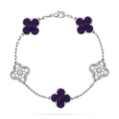 [⭐Novea]CLOVER 5 MOTIF PURPLE STRIPES BRACELET COLLECTION