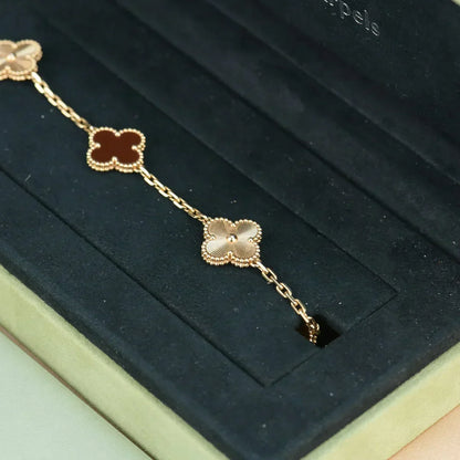 [⭐Novea] CLOVER 5 MOTIF RED CORNELIAN BRACELET COLLECTION