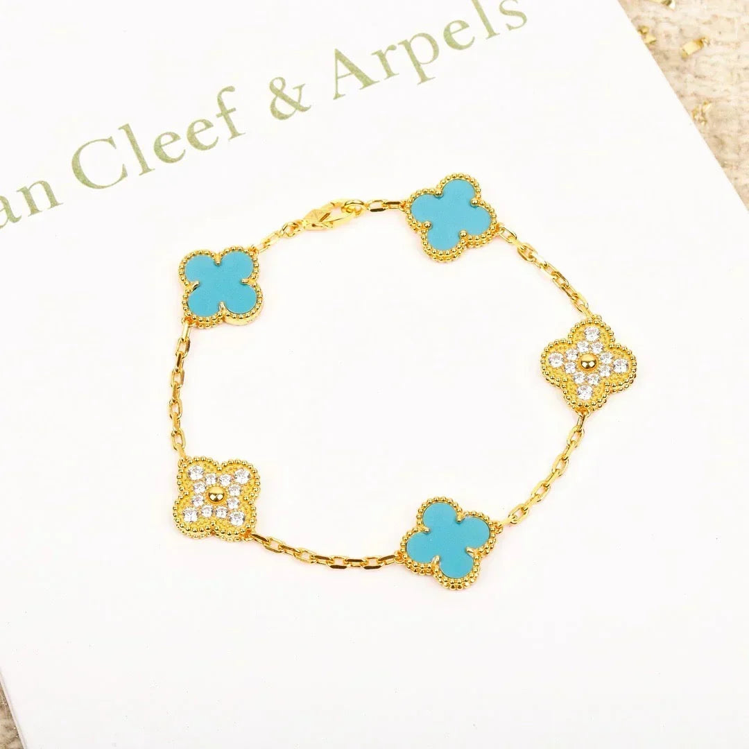 [⭐Novea] CLOVER 5 MOTIF TURQUOISE BRACELET COLLECTION