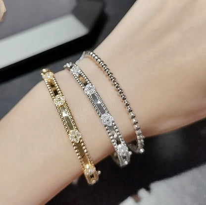 [⭐Novea]CLOVER BRACELET 4MM DIAMONDS