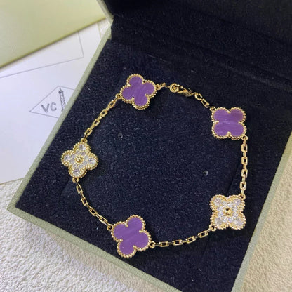 [⭐Novea] CLOVER 5 MOTIF VIOLET BRACELET COLLECTION