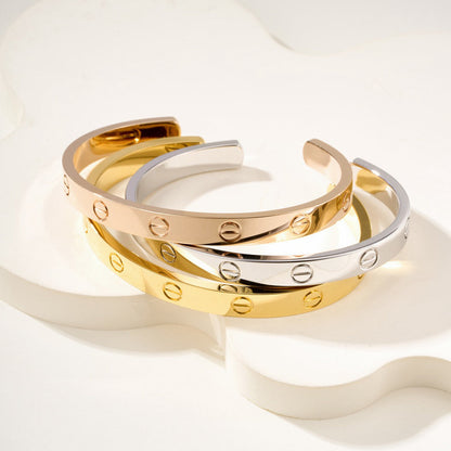 [⭐Novea]LOVE BRACELET 6.1MM OPEN CUFF
