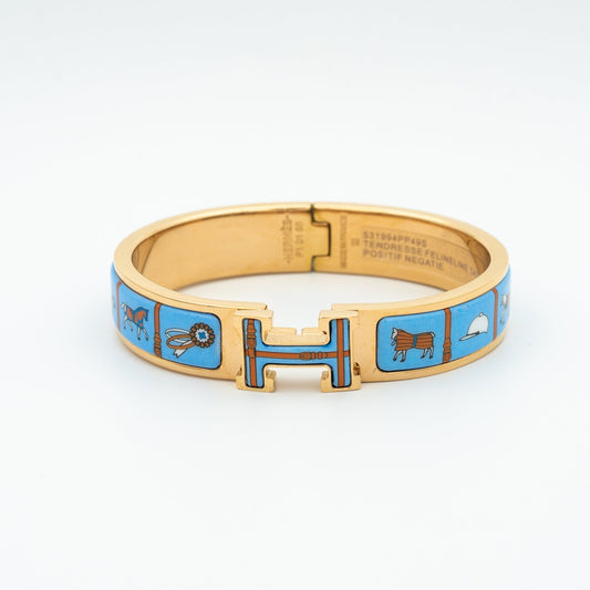 [⭐Novea]H PINK GOLD BRACELET BLUE CERAMIC