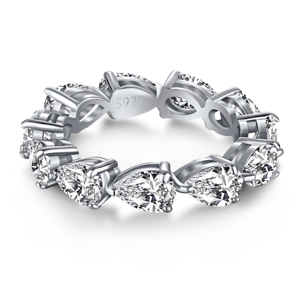 [Lucky Jewelry]Exquisite Pear Cut Tennis Ring