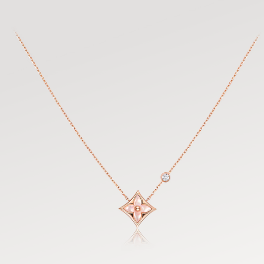 [⭐Novea]STAR PINK MOP 1 DIAMOND PINK GOLD NECKLACE