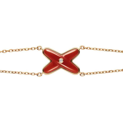 [⭐Novea]JEUX BRACELET CARNELIAN PINK GOLD 1 DIAMOND