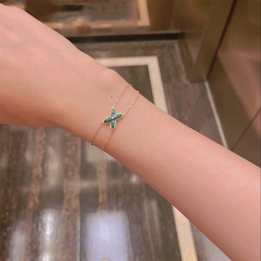 [⭐Novea]JEUX BRACELET MALACHITE PINK GOLD 1 DIAMOND