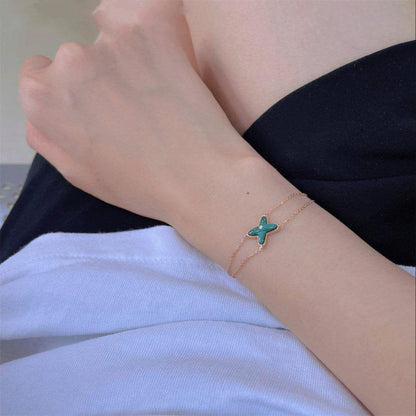 [⭐Novea]JEUX BRACELET MALACHITE PINK GOLD 1 DIAMOND