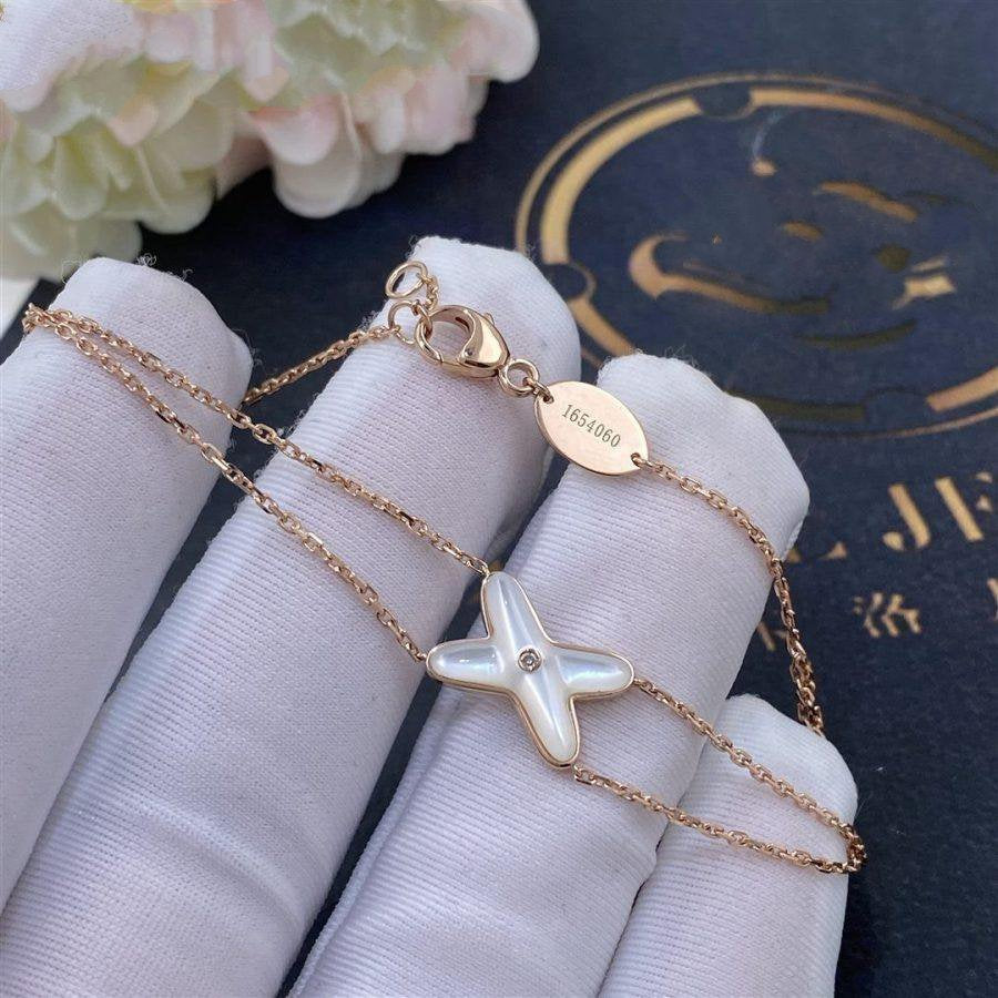[⭐Novea]JEUX BRACELET WHITE MOP PINK GOLD 1 DIAMOND
