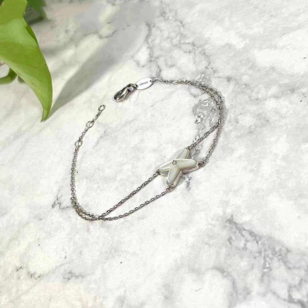 [⭐Novea]JEUX BRACELET WHITE MOP SILVER 1 DIAMOND