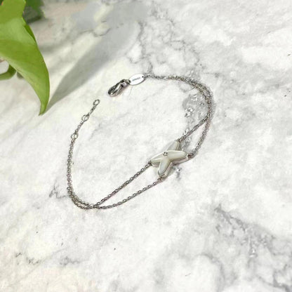 [⭐Novea]JEUX BRACELET WHITE MOP SILVER 1 DIAMOND