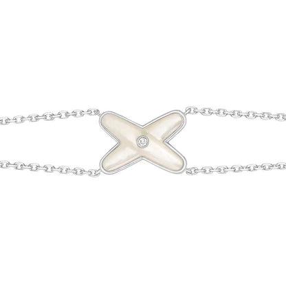[⭐Novea]JEUX BRACELET WHITE MOP SILVER 1 DIAMOND