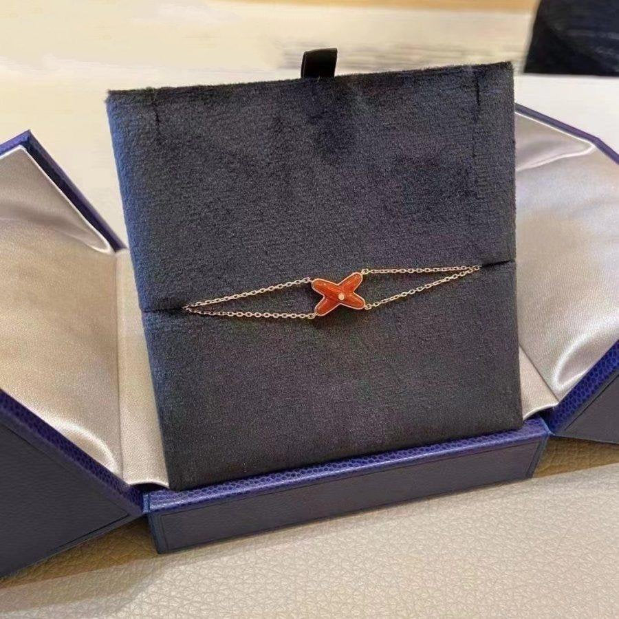 [⭐Novea]JEUX BRACELET CARNELIAN PINK GOLD 1 DIAMOND