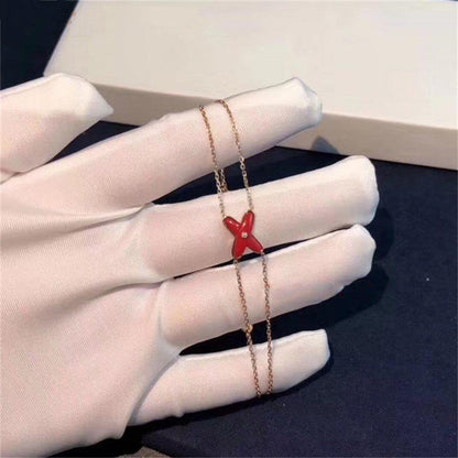 [⭐Novea]JEUX BRACELET CARNELIAN PINK GOLD 1 DIAMOND