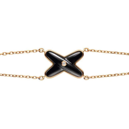 [⭐Novea]JEUX BRACELET ONYX PINK GOLD 1 DIAMOND