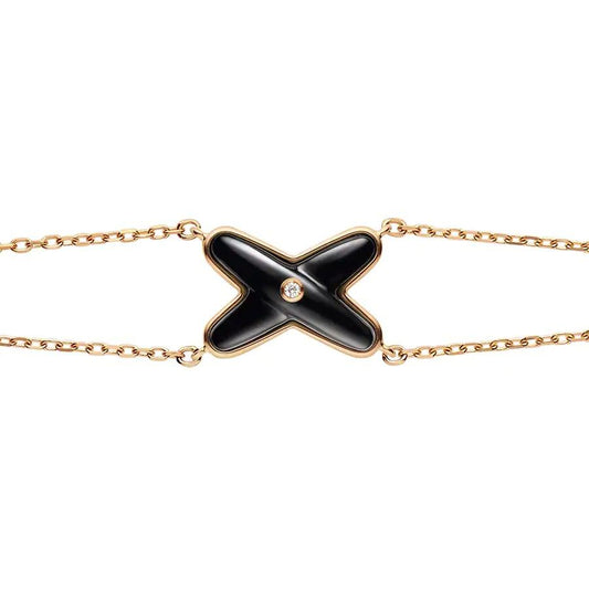 [⭐Novea]JEUX BRACELET ONYX PINK GOLD 1 DIAMOND