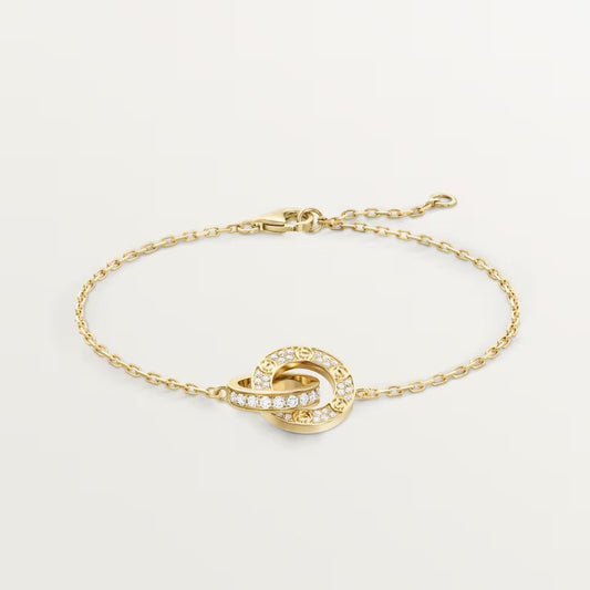 [⭐Novea]LOVE DOUBLE RING FULL DIAMOND BRACELET