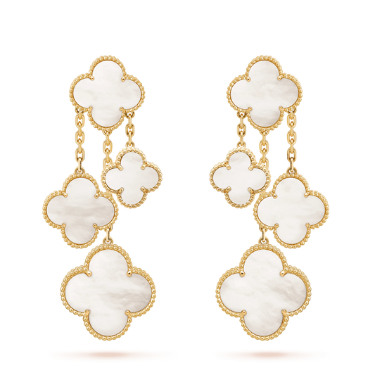 [⭐Novea]CLOVER EARRINGS WHITE MOP 4 MOTIFS GOLD