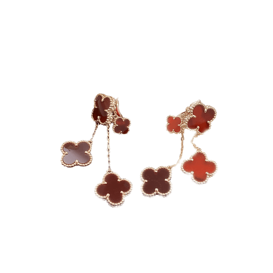 [⭐Novea]CLOVER EARRINGS CARNELIAN 4 MOTIFS PINK GOLD